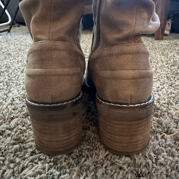 Buckle Tan Ankle Booties with Rustic Charm - Picture 3 of 5